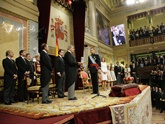 Discurso de Jesús Posada, Presidente del Congreso, frente a S.M. el Rey don Felipe VI y la Familia Real. Mariano Rajoy, Presidente del Gobierno y Pío García Escudero, Presidente del Senado.