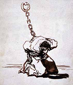 Preso encadenado. Francisco de Goya, ca. 1820