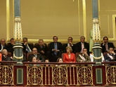 Los ex presidentes del Congreso, junto a Elvira Fernández, esposa del Presidente del Gobierno y Soledad Becerril, Defensora del Pueblo