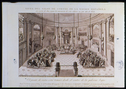 
Salón de Sesiones de las Cortes en el actual Senado, durante el Trienio Liberal 1820-1823
