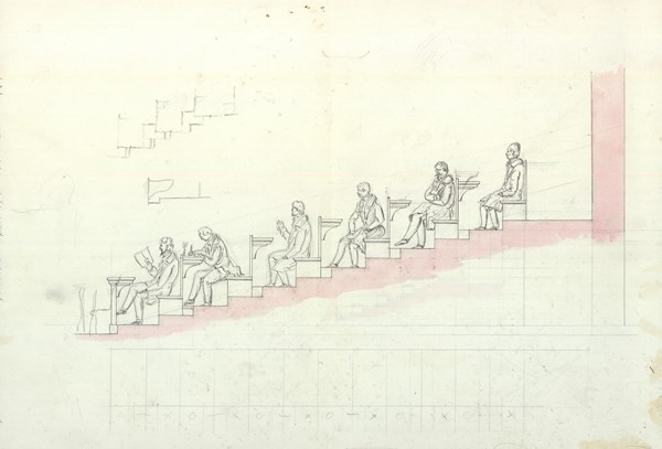 Dibujo para la realización de los escaños en 1850. A.C.D. Legajo 28 nº 8 de Obras de Palacio