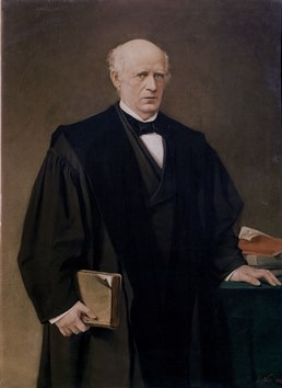 Retrato de Pascual Madoz pintado por José Nin y Tudó, 1873. Galeria de retratos de Presidentes; 2ª planta de Palacio. Fue Presidente del Congreso de los Diputados  desde el 5 de diciembre de 1854 hasta el 24 de enero de 1855.  Y presidente de la Real Sociedad Matritense en 1863.