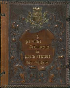Cubierta del libro de firmas de las mujeres españolas. Archivo del Congreso de los Diputados