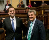 Mariano Rajoy Brey, tras su elección como Presidente del Gobierno saluda al Presidente del Congreso de los Diputados, Jesús Posada