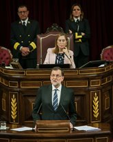 El candidato a la Presidencia del Gobierno, Mariano Rajoy durante su turno de palabra