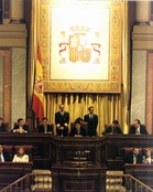 Mesa de la Cámara. Federico Trillo-Figueroa, Presidente. Enrique Fernández-Miranda, Joan Marcet i Morera, Josep López de Lerma y José Vicente Beviá, Vicepresidentes 1º,2º, 3º y 4º. Y los cuatro Secretarios.