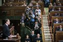  El candidato a la Presidencia del Gobierno, Mariano Rajoy Brey, en la tribuna de oradores  durante su turno de palabra