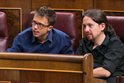 Pablo Manuel Iglesias Turrión, líder del Podemos, durante la intervención del candidato a la Presidencia del Gobierno