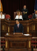 El secretario general del PSOE y candidato a la Presidencia, Pedro Sánchez, durante su intervención