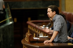 Pablo Iglesias, el líder de Podemos, durante su intervención