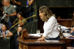 La diputada de Galicia En Comú Yolanda Díaz durante su turno para fijar posiciones