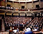 Escaños del PSOE y el Presidente del Gobierno, Felipe González, el Vicepresidente del Gobierno, Alfonso Guerra junto a sus Ministros socialistas