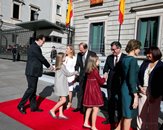 S.M la Reina Doña Letizia, la Princesa de Asturias doña Leonor, la Infanta doña Sofía, y el Presidente del Gobierno, Don Mariano Rajoy saludan a los Presidentes y miembros de las Mesas de ambas Cámaras