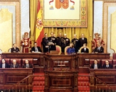 Discurso de S.M. el Rey Juan Carlos I en el Hemiciclo junto a la Reina, el Príncipe Felipe y miembros de las mesas de ambas Cámaras