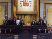 Discurso del  Presidente del Congreso de los Diputados, D. Federico Trillo-Figueroa junto a SS.MM. los Reyes Don Juan Carlos I y Doña Sofía, el Príncipe Don Felipe y los presidentes de ambas cámaras