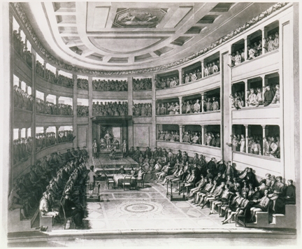 San Fernando. Salón de Cortes habilitado en el Teatro Cómico. Museo Lázaro Galdiano, Madrid. Autor: Juan Gálvez