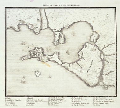 Vista de Cádiz y sus contornos. Fondo doceañista. Consorcio Bicentenario 1812.