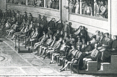 Detalle de los diputados en Salón de Sesiones de la Isla de León, 1810. Fondo doceañista. Consorcio Bicentenario 1812.