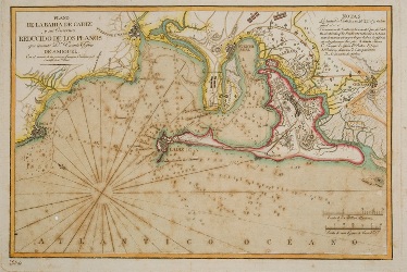 Plano de la bahía de Cádiz y sus contornos reducido de los planos que levanto D Vicente Tofiño de San Miguel. Fondo doceañista. Consorcio Bicentenario 1812.