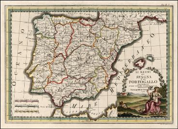  Mapa de la Península, en Li Regni di Spagna et di Portogallo, 1816.