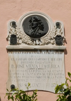 Placa conmemorativa del edificio donde falleció José Mejía Lequerica, Cádiz. Fondo doceañista. Consorcio bicentenario. 1812.