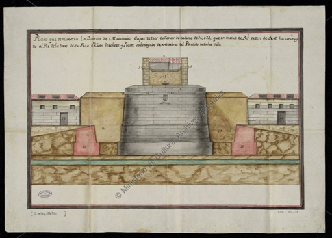 Plano de la batería de Murviedro. Archivo General de Simancas.