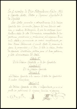 Constitución de 1812, manuscrita. ACD. 