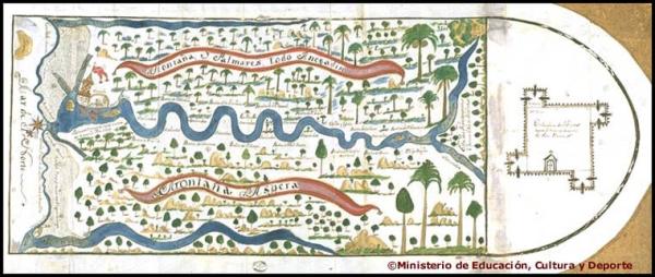Curso del Río Matina y su desembocadura. Costa Rica. Archivo General de Indias.