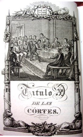 Constitución política de la monarquía española promulgada en Cádiz a 19 de marzo de 1812, grabada y dedicada a las Cortes por Jose María Santiago. 1822