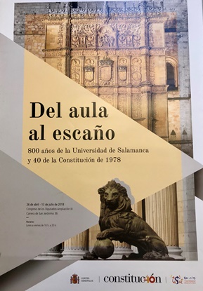 Cartel de la Exposición 'Del aula al escaño' 800 años de la Universidad de Salamanca y 40 de la Constitución de 1978