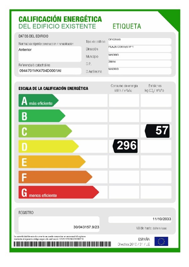 Imagen calificación energética palacio