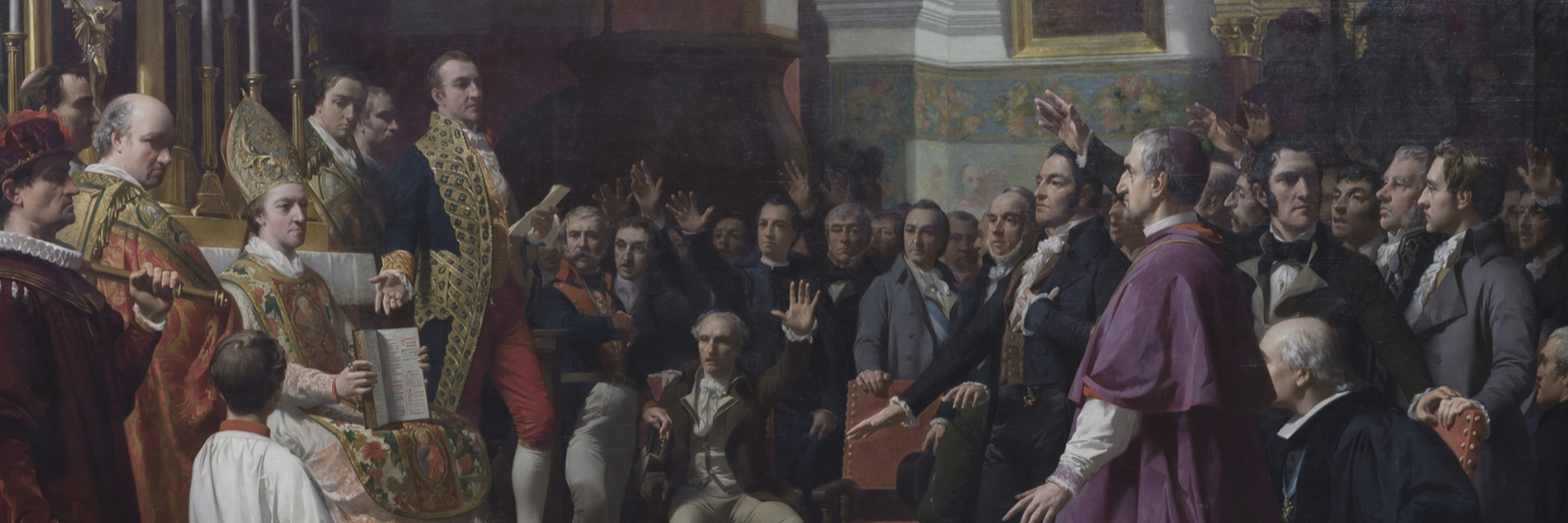 Para el testero del Salón de Sesiones, José Casado del Alisal pintó el 'Juramento de los primeros diputados a las Cortes de 1810'. La obra representa el nacimiento del parlamentarismo liberal español, con la apertura de las Cortes de Cádiz