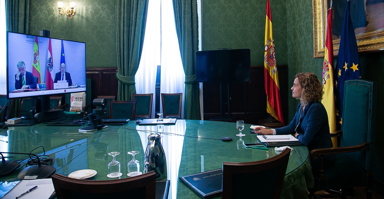 Videoconferencia de la presidenta del Congreso, Meritxell Batet, con el presidente del Consejo Nacional de Austria, Wolfgang Sobotka.