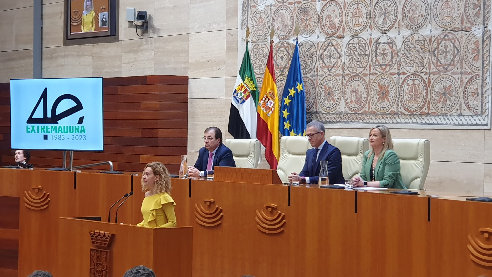 La presidenta del Congreso de los Diputados, Meritxell Batet, interviene en el acto del 40 aniversario del Estatuto de Autonomía de Extremadura, en la Asamblea de Extremadura.