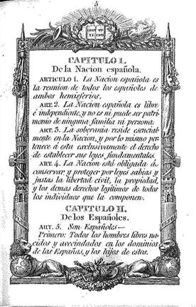 Constitución política de la monarquía española promulgada en Cádiz a 19 de marzo de 1812, grabada y dedicada a las Cortes por Jose María Santiago. 1822