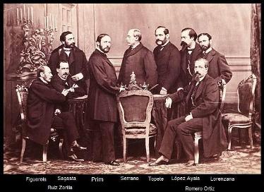  Gobierno provisional presidido por Serrano en el Salón de Ministros del Congreso de los Diputados, 1868.