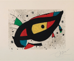 Tarjeta de invitación para la apertura de la Fundació Joan Miró en Barcelona, por Joan Miró (1975). Fotografía  extraída del libro “El Patrimonio Histórico  Artístico del Congreso de los Diputados”, pág. 215