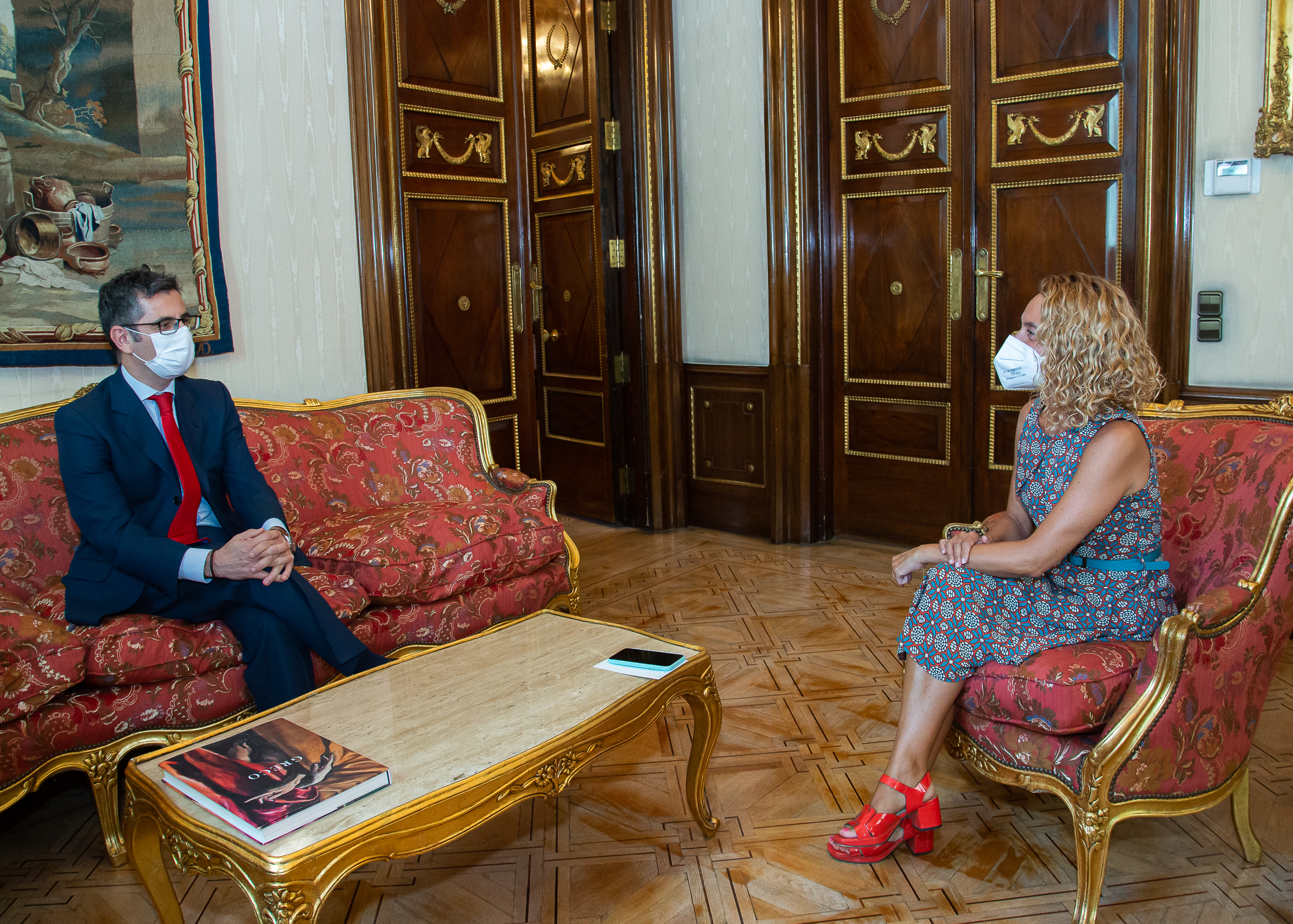 Reunión de la presidenta del Congreso, Meritxell Batet, y el ministro de la Presidencia, Félix Bolaños.