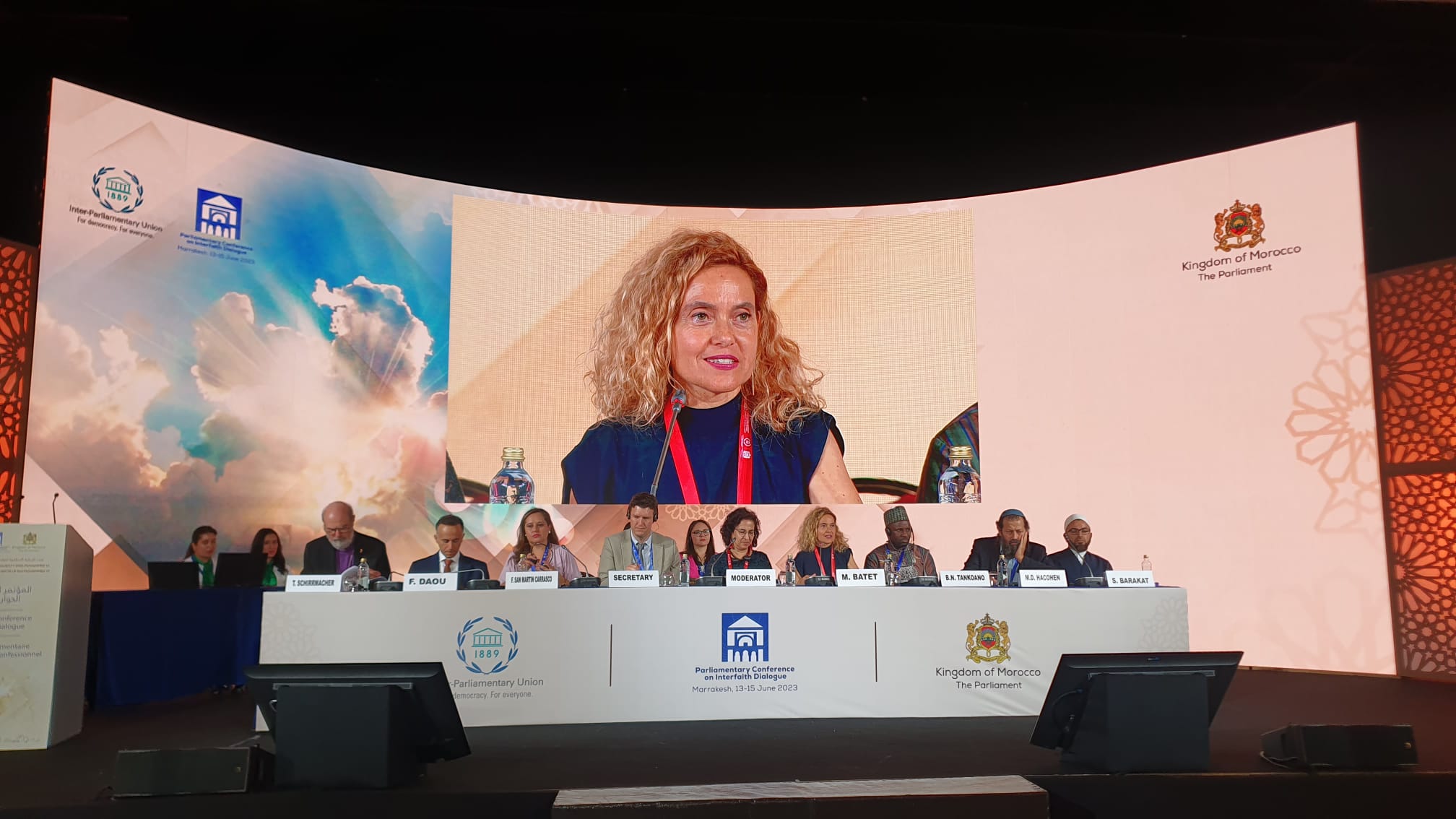 La presidenta del Congreso de los Diputados, Meritxell Batet, interviene en la Conferencia Parlamentaria sobre Diálogo Interreligioso de la UIP, en Marrakech